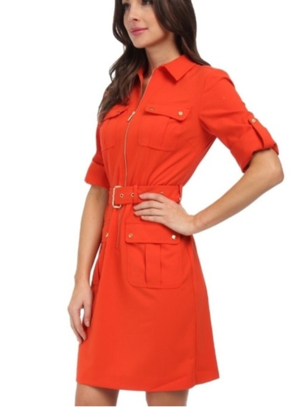 MICHAEL Michael Kors Orange Utility Shirt Dress